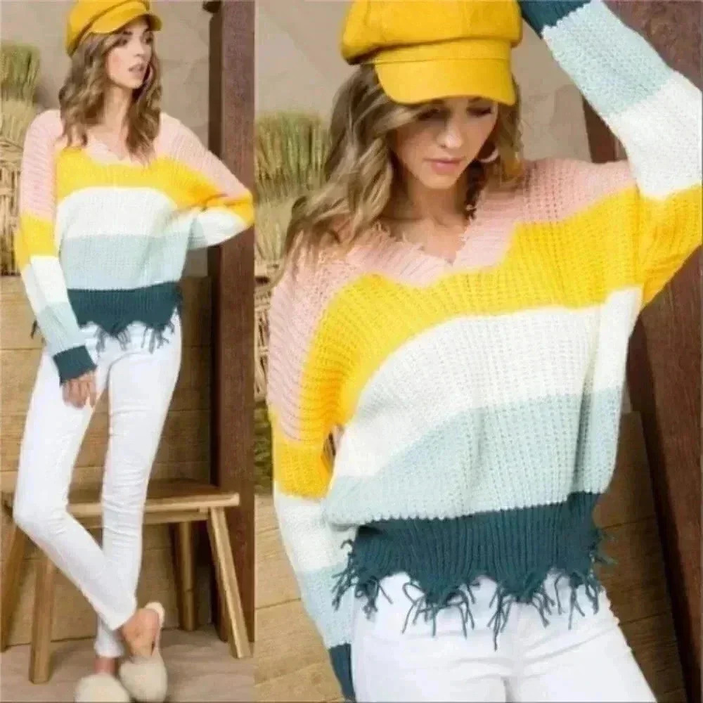 Distressed Striped Sweater - Picture 2 of 4